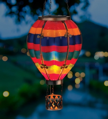 Multi Stripe Solar Hot Air Balloon Lantern - Click to enlarge