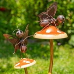 Butterflies on Mushroom Garden Stakes (Set of 6)