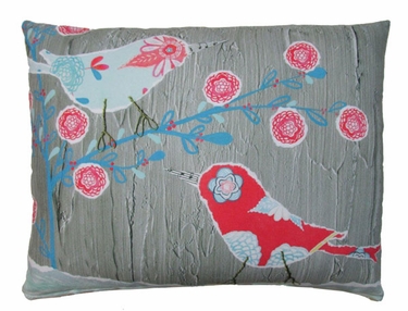 Nature Doodle Birds Outdoor Pillow - Click to enlarge