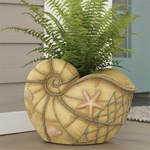 Nautical Conch Seashell Planter - Faux Wood Finish