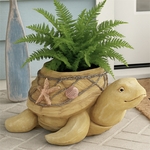 Nautical Turtle Planter - Faux Wood Finish