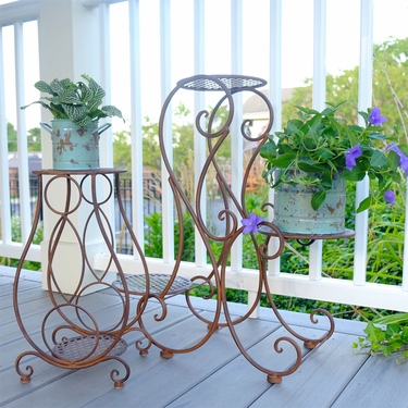 Nested Rustic Tiered Plant Stands (Set of 2) - Click to enlarge