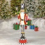 64" Iron Standing Nutcracker with Lantern & LED Lights