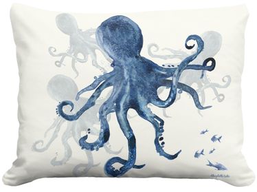 Indigo Octopus Outdoor Pillow - Click to enlarge
