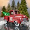 Old Style Iron Christmas Truck w/Tree - Antique Red