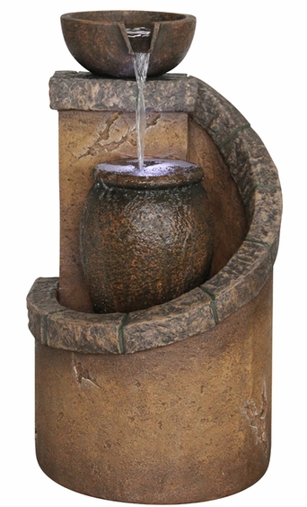 Old World Portifino Pot Fountain w/LED Lights - Click to enlarge