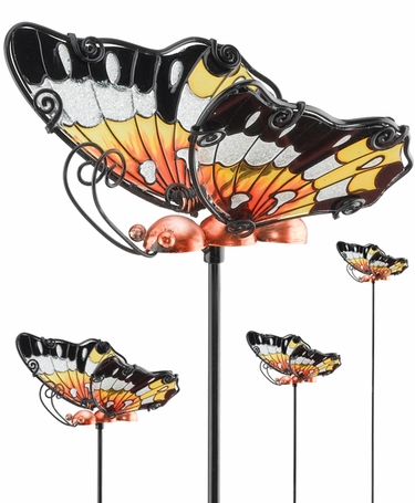 Orange Glass Butterfly Picks (Set of 6) - Click to enlarge
