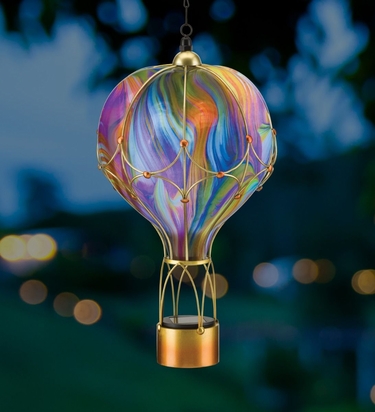 Orange Swirl Solar Hot Air Balloon Lantern - Click to enlarge