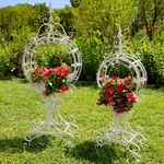 Ornate Circular Iron Planters (Set of 2) - Antique White