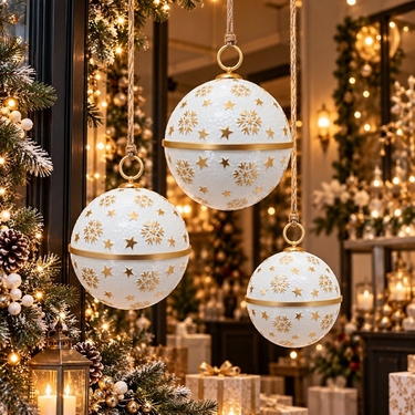 Oversized Metal Christmas Ornaments (Set of 3) - Click to enlarge
