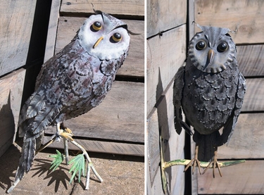 Metal Owls on Tree Branches (Set of 2) - Click to enlarge