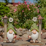Solar Welcome Gnomes with Lanterns (Set of 2)