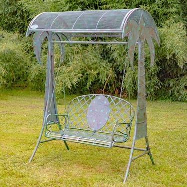 Palm Tree Iron Swinging Garden Bench - Click to enlarge
