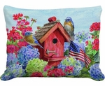 Patriotic Blue Birds Outdoor Pillow