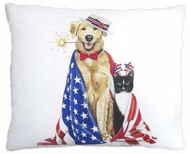 Patriotic Dog & Cat Outdoor Pillow - Click to enlarge