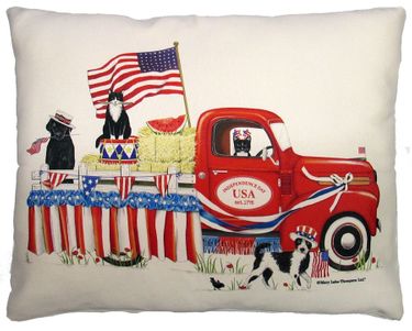 Patriotic July 4th Truck Outdoor Pillow - Click to enlarge