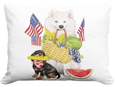 Patriotic Picnic Dogs Outdoor Pillow - Click to enlarge