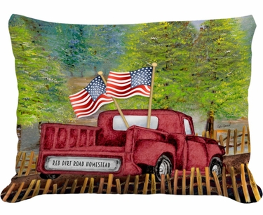 Patriotic Red Truck Outdoor Pillow - Click to enlarge