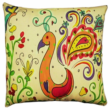 Peacock/Flamingo Outdoor Pillow - Click to enlarge