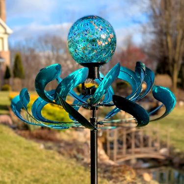 Solar Peacock Gazing Orb Wind Spinner - Click to enlarge