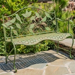 Iron Garden Bench with Perched Birds