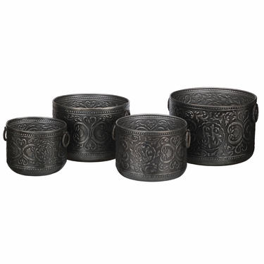 Pewter Vines Nesting Planters (Set of 4) - Click to enlarge