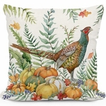 Pheasant w/Pumpkins Outdoor Pillow