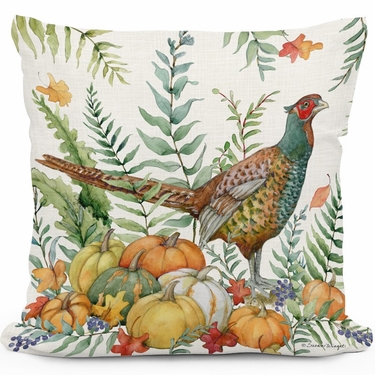 Pheasant w/Pumpkins Outdoor Pillow - Click to enlarge