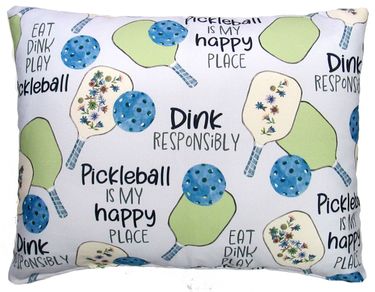 Pickleball Happy Place Outdoor Pillow - Click to enlarge