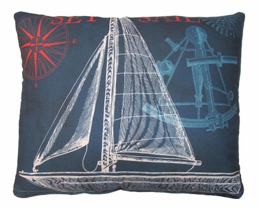 Pier 45 Sailboat Blue Outdoor Pillow - Click to enlarge