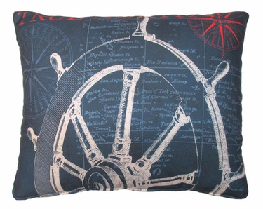 Pier 45 Sailboat Wheel Blue Outdoor Pillow - Click to enlarge