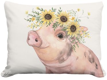 Sunflower Pig Princess Outdoor Pillow - Click to enlarge