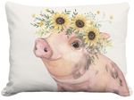 Sunflower Pig Princess Outdoor Pillow