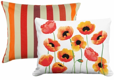Pillow Bundle: Cristina Stripe + Poppy Blossoms - Click to enlarge