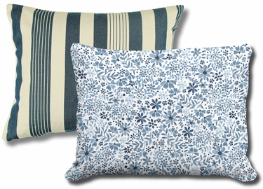 Pillow Bundle: Marina Stripe + Indigo Flourish - Click to enlarge