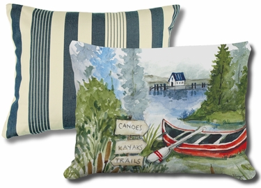 Pillow Bundle: Marina Stripe + Lake Canoe - Click to enlarge