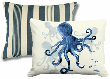 Pillow Bundle: Marina Stripe + Octopus Indigo - Click to enlarge