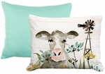 Pillow Bundle: Seafoam Green Solid + Cow Farm