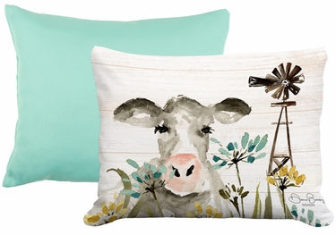 Pillow Bundle: Seafoam Green Solid + Cow Farm - Click to enlarge