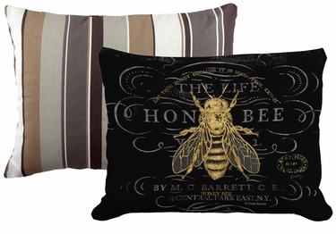 Pillow Bundle: Slate Gray Stripe + Vintage Bee - Click to enlarge
