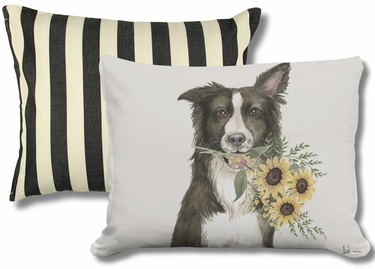 Pillow Bundle: True Black Stripe + Collie Sunflowers - Click to enlarge