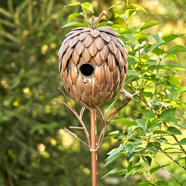 Pinecone Shaped Copper Finish Birdhouse - Click to enlarge