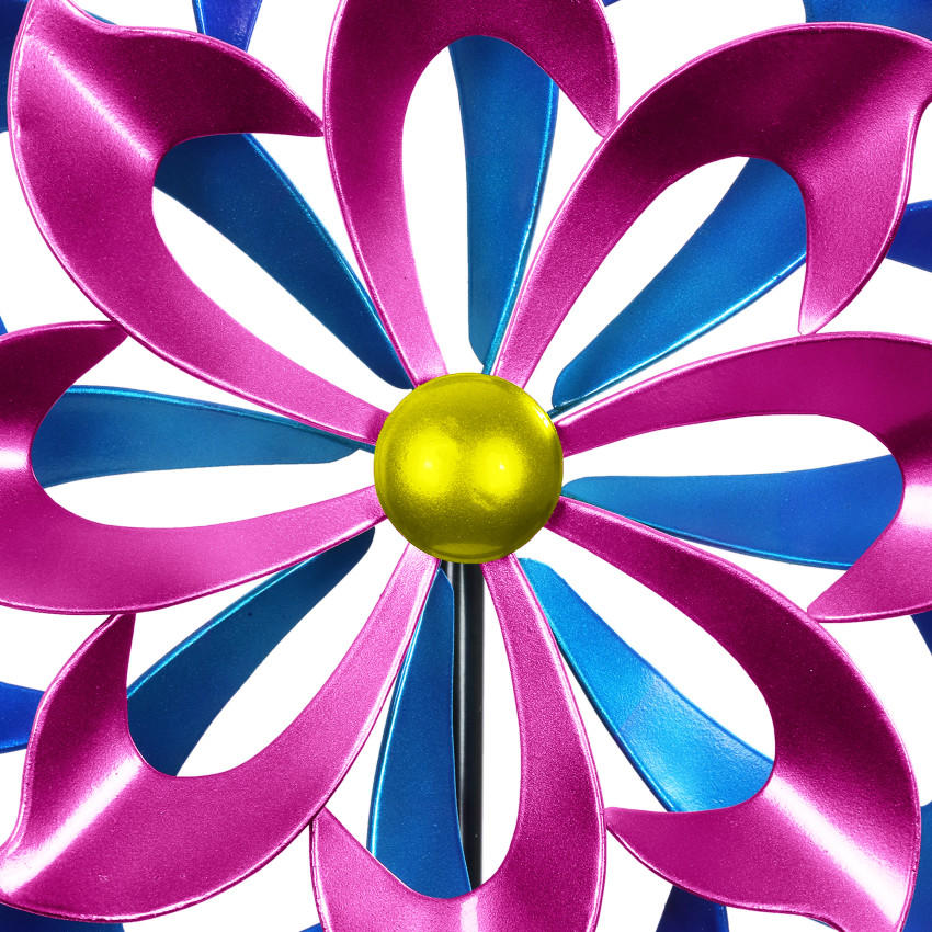 Pink And Blue Double Metal Pinwheel Spinner only $64.95 at Garden Fun