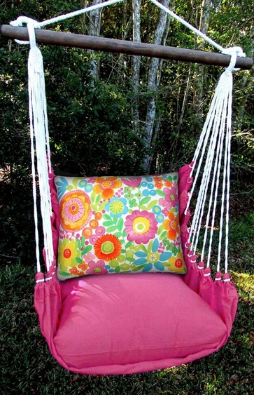 Pink Flowers All Over Hammock Chair Swing Set - Click to enlarge