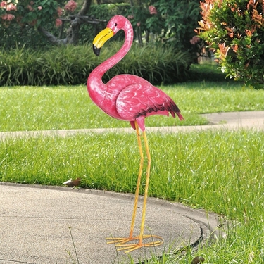 Pink Metal Garden Flamingo - Click to enlarge