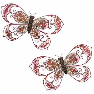 Pink Mosaic Wall Butterflies (Set of 2) - Click to enlarge