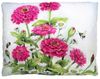 Pink Zinnias and Bees Outdoor Pillow