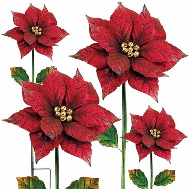 Poinsettia Flower Stakes (Set of 4) - Click to enlarge