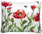 Poppies and Bee Outdoor Pillow
