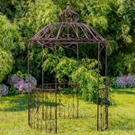 Pre-Order: 10ft. Fancy Iron Gazebo w/3 Side Walls - Antique Bronze